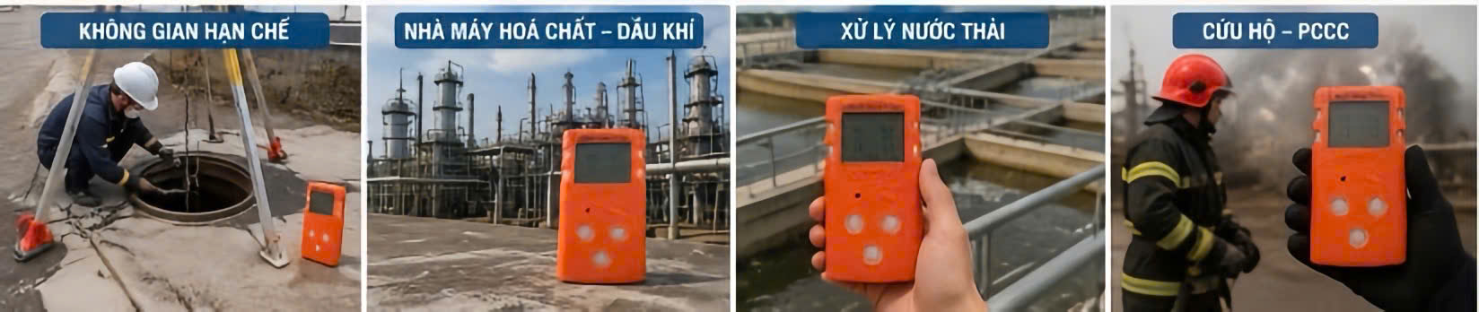 Máy đo đa khí cầm tay Senko trong môi trường công nghiệp.