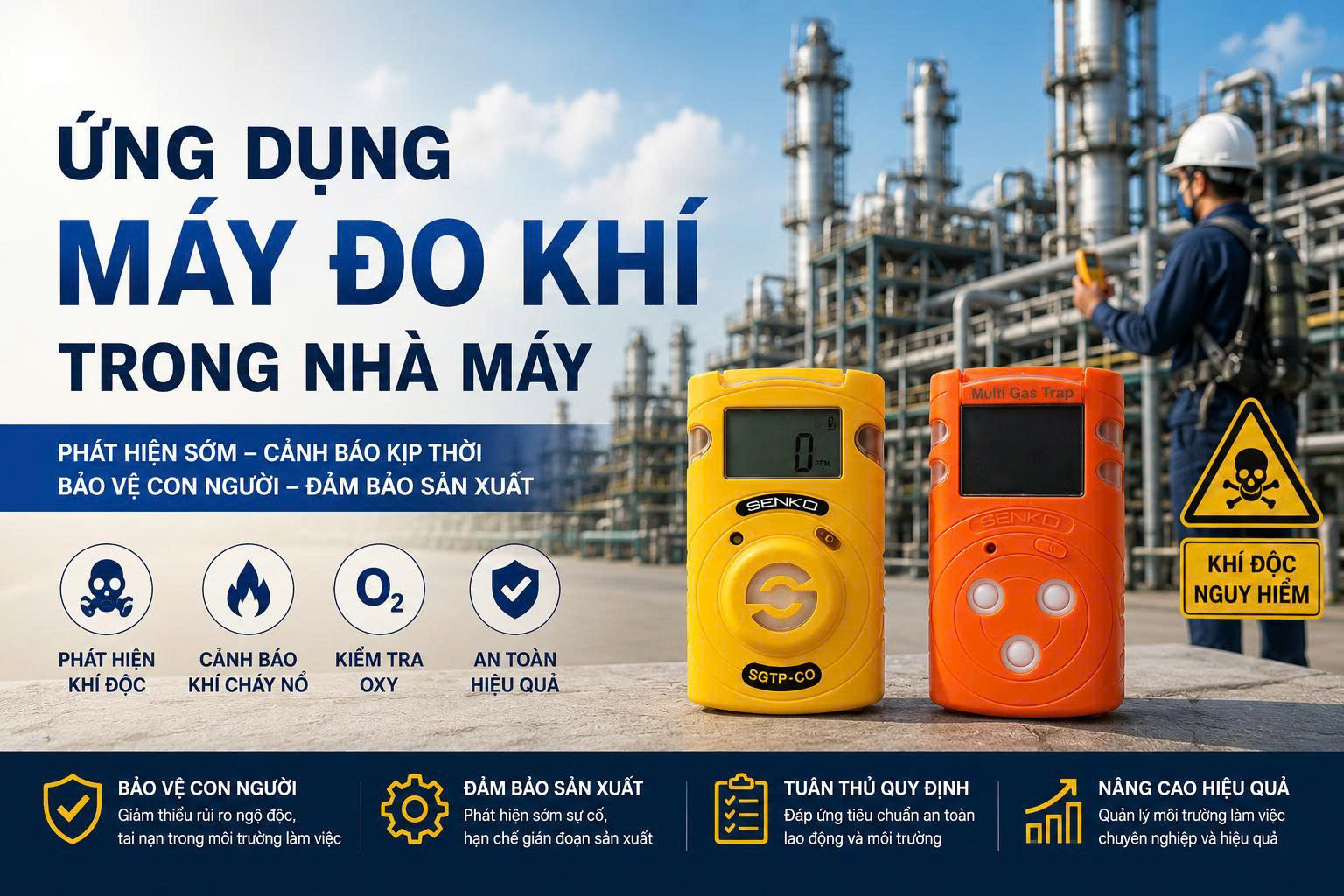 Ứng dụng máy đo khí vào trong nhà máy.