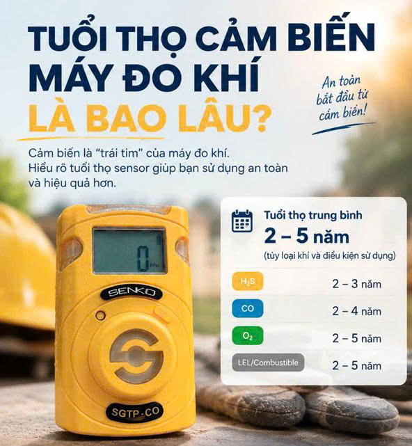 Tuổi thọ cảm biến máy đo khí là bao lâu?